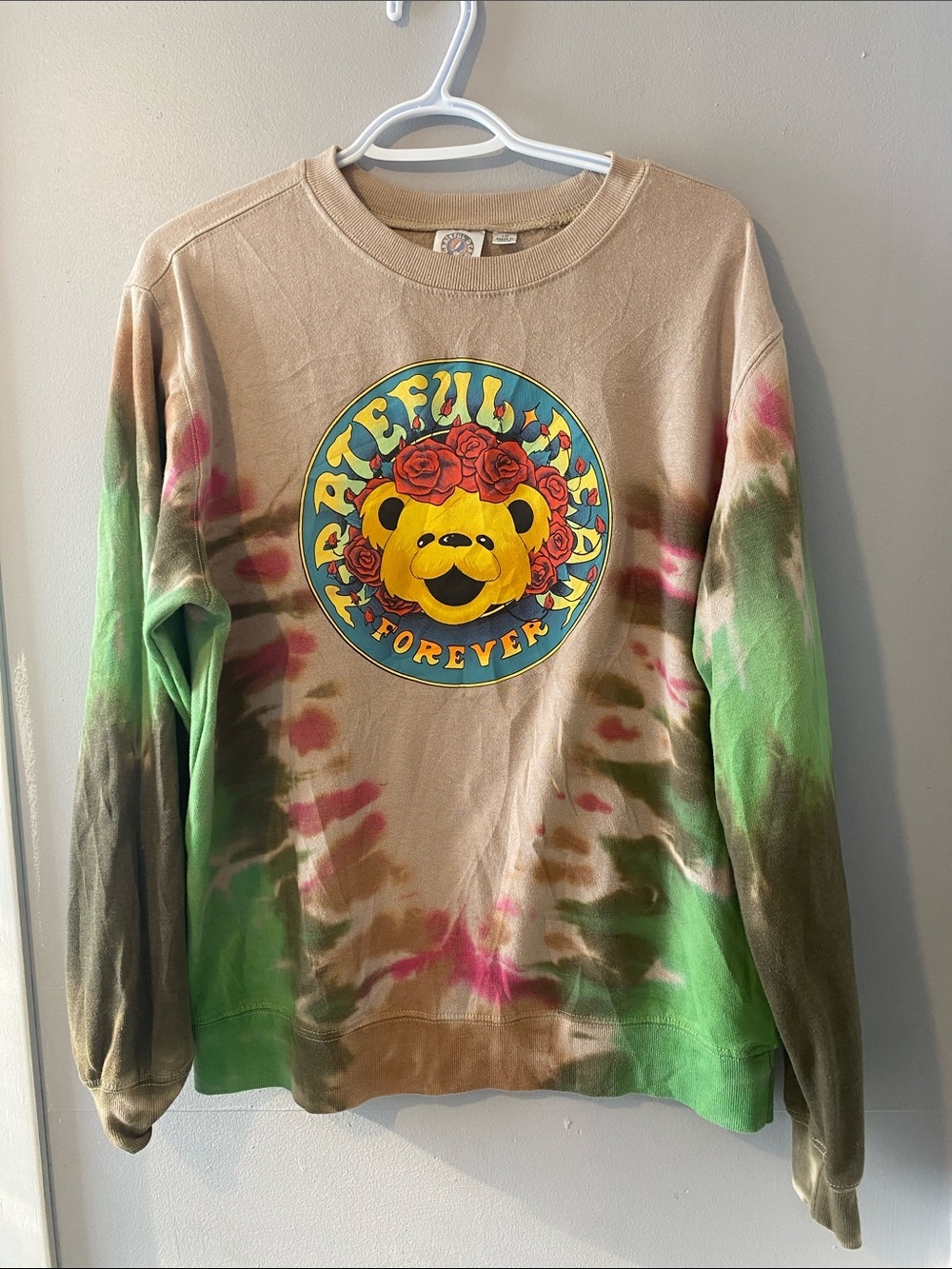 Grateful Dead Bear Roses Tie Dye Sweatshirt Men’s Size Large Fan Music Festival
